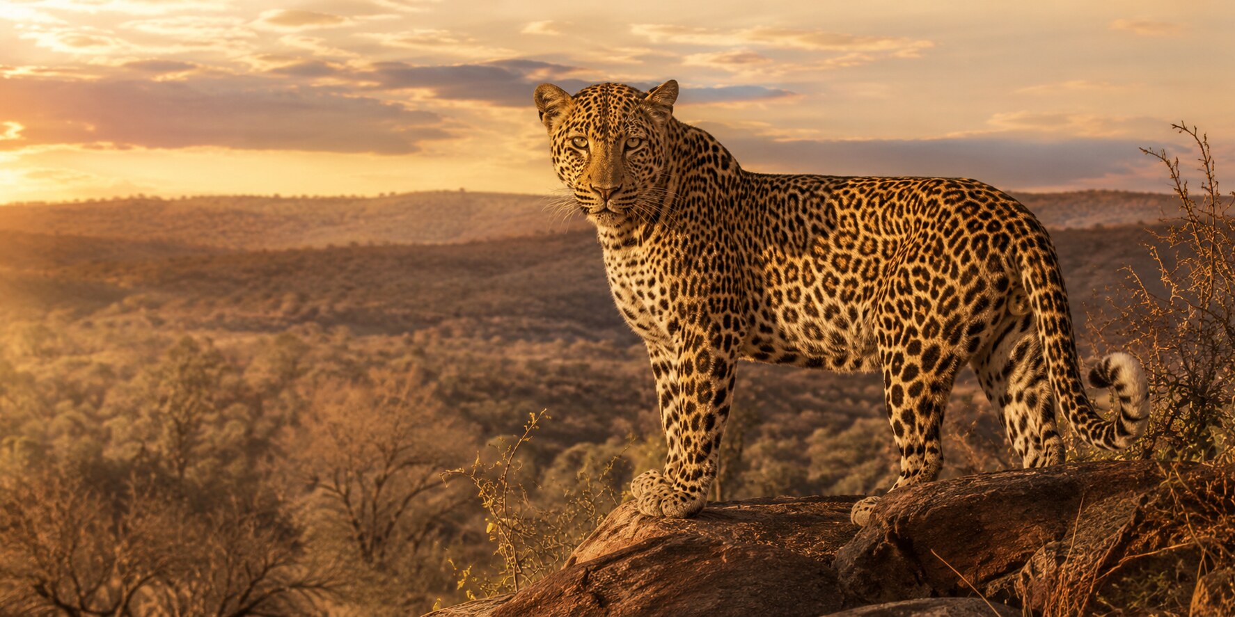 African leopard hunting safari